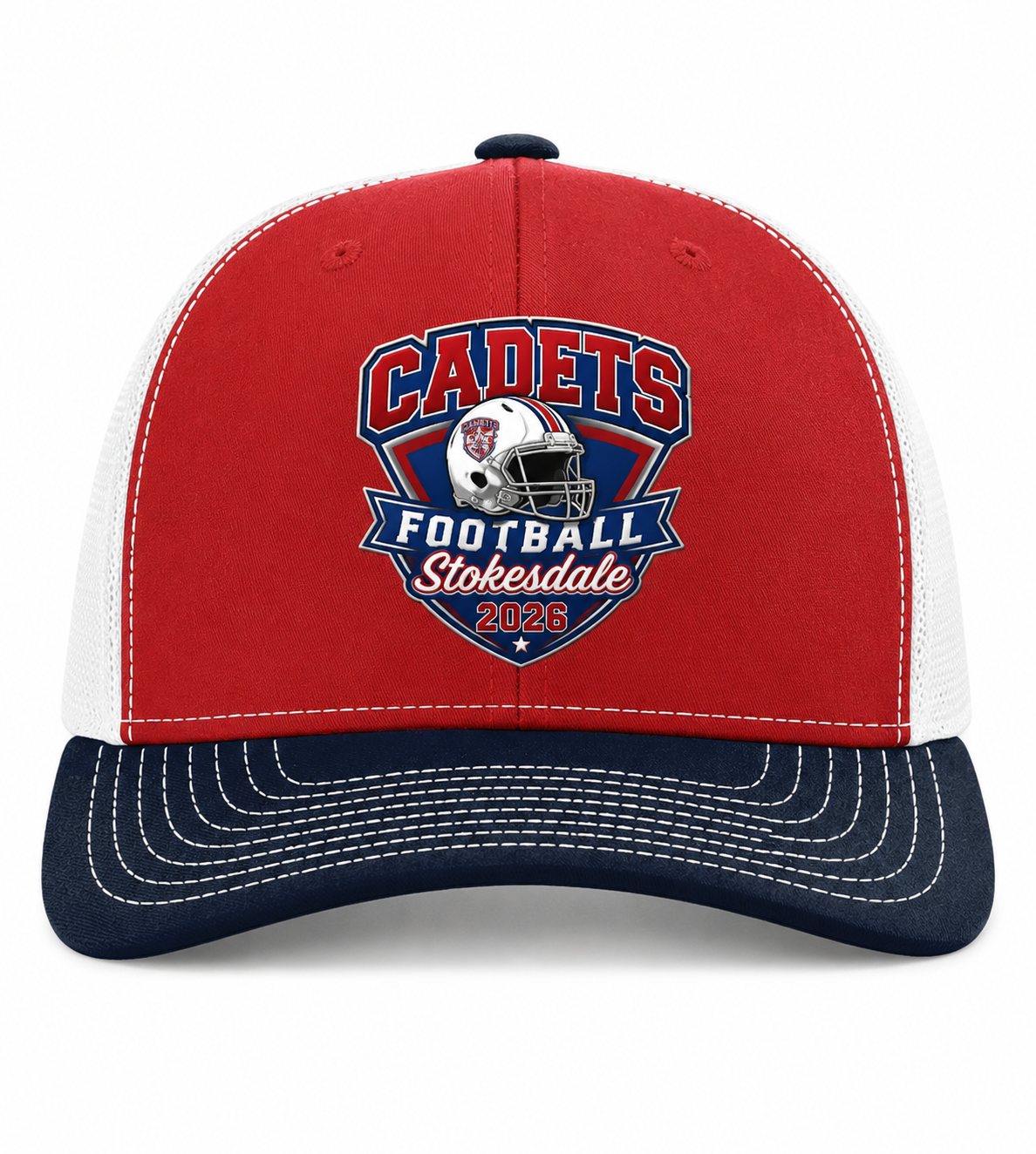 Cadets Richardson 112 Trucker Hat — Red/White/Navy (front)