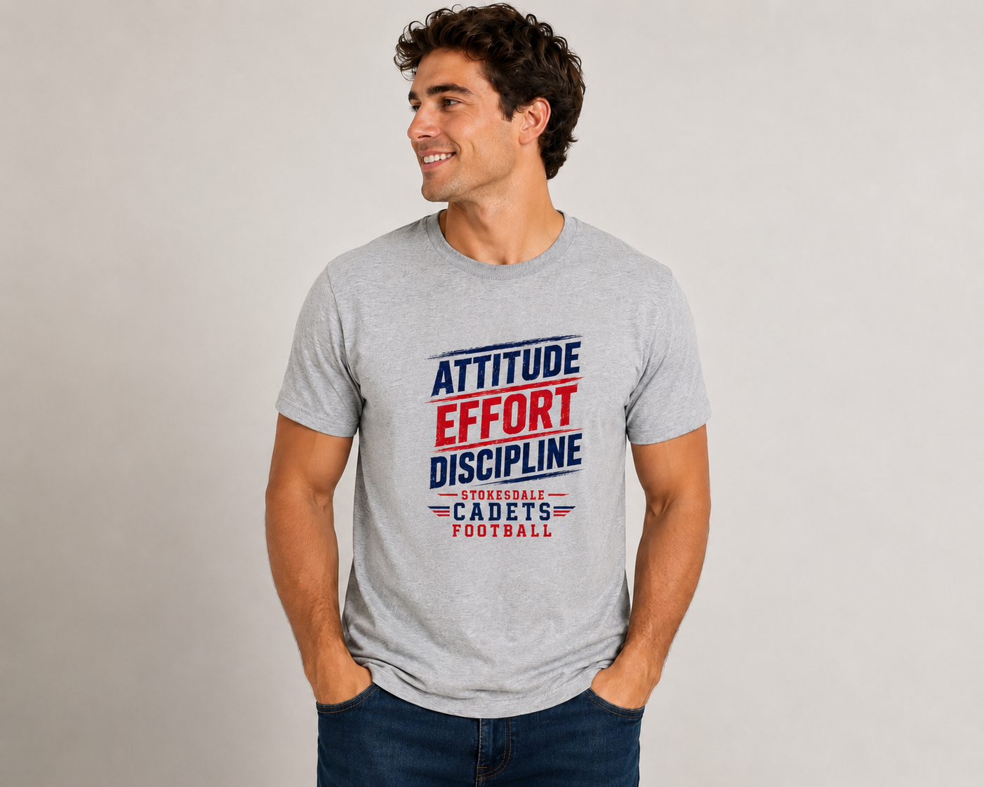Cadets Attitude/Effort/Discipline Unisex Dry Blend T-Shirt — Sport Grey (front)