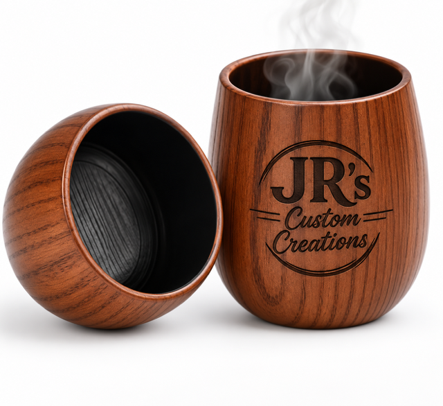 Hand-Turned Wooden Cup — Custom Engraved