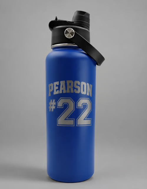 32oz Sports Water Bottle — Royal Blue (back)